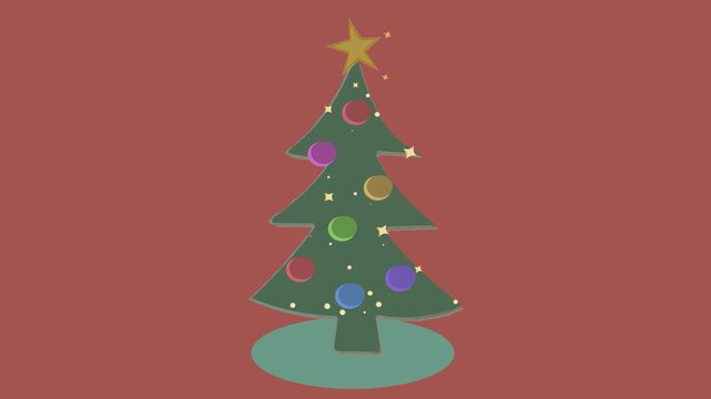 Christmas Tree Sparkling on a Deep Red Looping Background