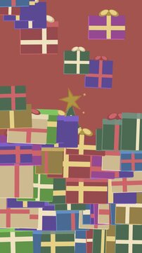 Falling Christmas Gifts Vertical Seamless Loop Animation