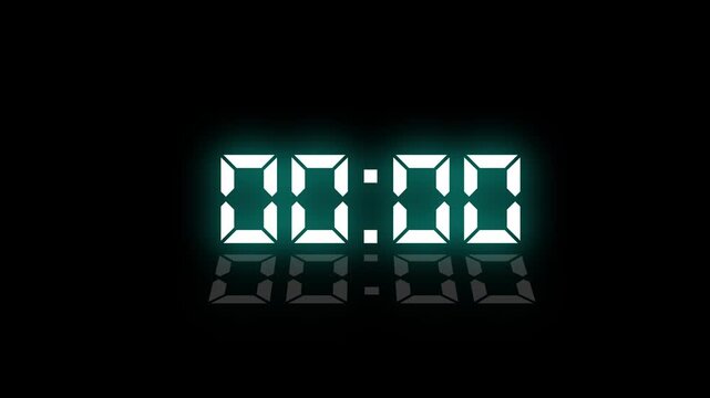 Countdown Digital Clock Animation 30 to 0 second Countdown digital clock timer icon. Animation of glowing 05 to 0 second countdown timer. glowing glass effect timer animation