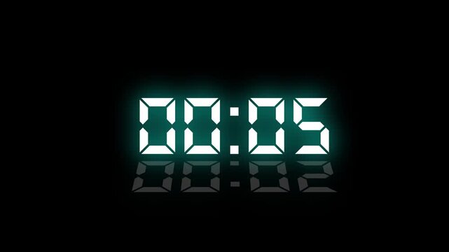 Countdown Digital Clock Animation 10 to 0 second Countdown digital clock timer icon. Animation of glowing 30 to 0 second countdown timer. glowing glass effect timer animation