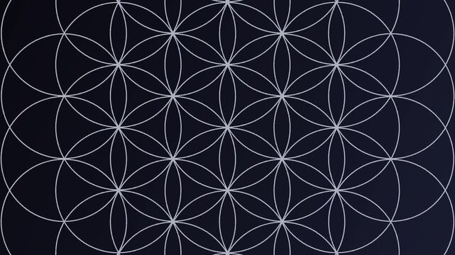 Fondo de geometr&iacute;a sagrada plata medianoche en bucle sin costuras