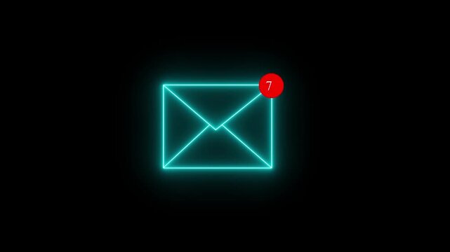 Mail inbox icon animation notification badge alert. Received message symbol for new email and inbox update 4K motion graphics video.