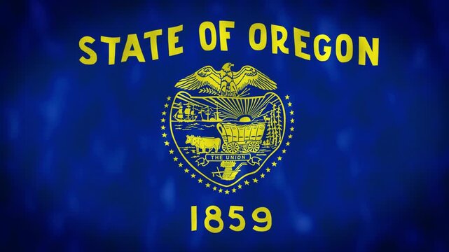 Oregon State Flag Waving. Ultra Realistic Waving Flag Of Oregon, USA. Seamless 4K Looped Animation With Realistic Fabric Movement. American State Flag, National Symbol, Patriotic Concept.