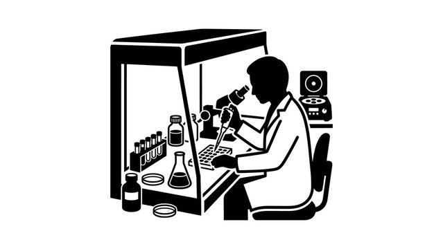 Scientist Working in Laboratory Vector Illustration