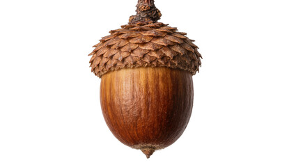 Brown acorn with textured cap, isolated on transparent background © Lilia