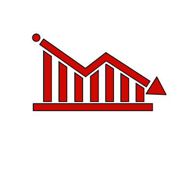Declining Chart Arrow Icon, Business Loss and Financial Downtrend Symbol