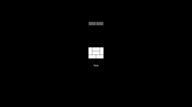 Minimalist loading bar animation with white geometric blocks completin