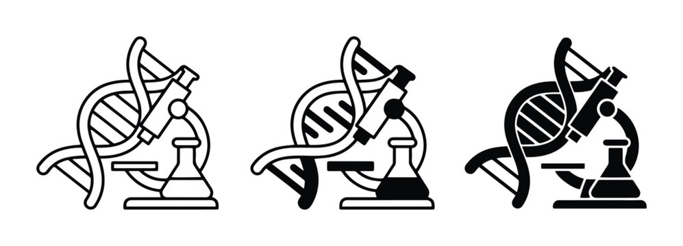 DNA helix and microscope for science logo