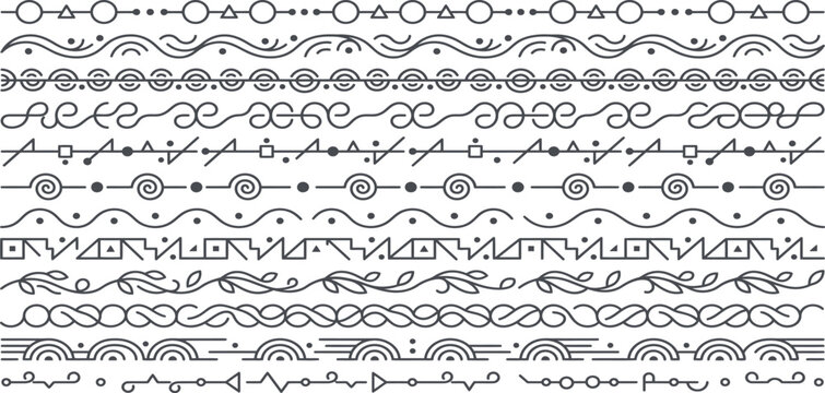 Decorative border patterns showcase a variety of linear designs