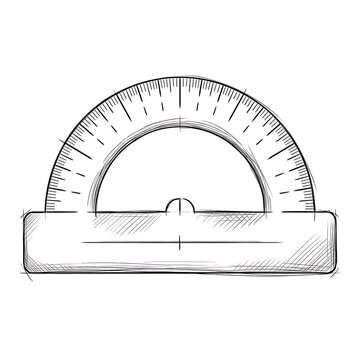 Sketch of a protractor mathematical measuring tool