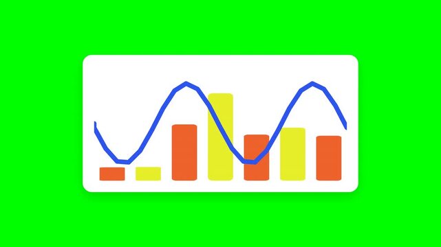 Business infographic and data visualization elements on green screen