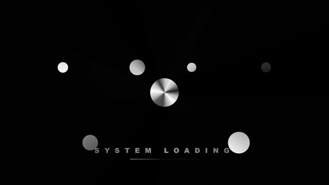 Futuristic system loading progress indicators on black background