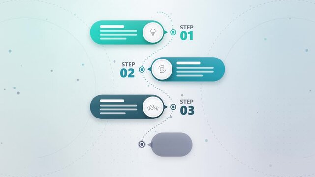 Modern three step timeline infographic for professional business process management and corporate workflow visualization on light background