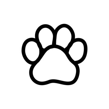 Pet Paw Print Vector Icon with Thick Black Line Outline