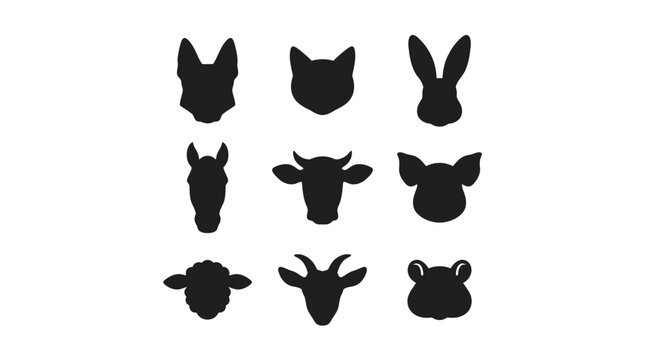 Black silhouettes of animal faces.