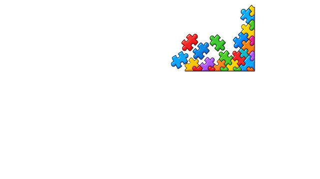 Colorful animated jigsaw teamwork puzzle border featuring interlocking puzzle pieces, geometric shapes, bright colors, and playful educational elements. Ideal for educational videos