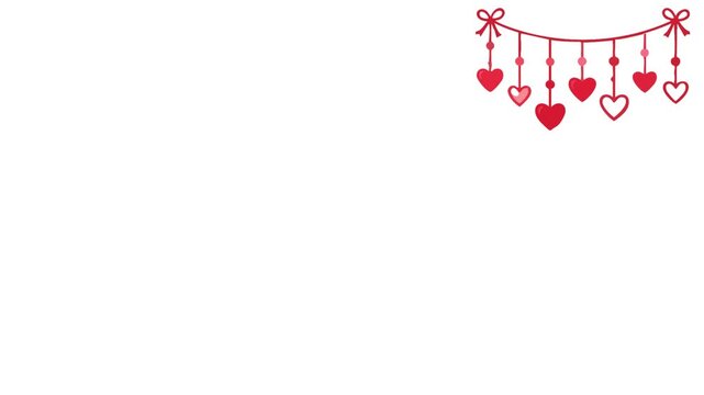 Festive Valentine's Day animated border featuring red hearts, heart-shaped frames, decorative bows, hanging heart ornaments, and romantic seasonal details. Perfect for Valentine's Day greeting videos