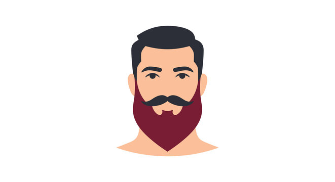Man with a full beard and mustache a flat vector illustration