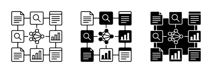 Fototapeta premium Data Flow Diagram, Network Connections, Information Processing Icons