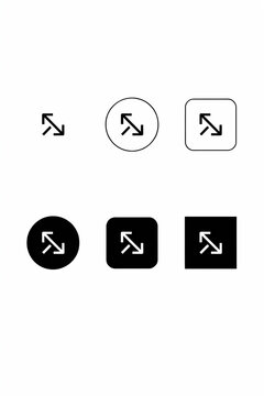 Set of arrow navigation icons with different shapes and backgrounds