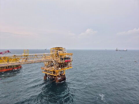 Oil and gas industry .Offshore construction platform for production oil and gas, Production platform and oil and rig industry 