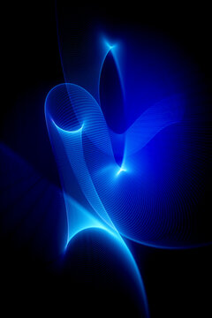 3D electric blue mesh sculpture representing data flow and advanced technology