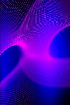 3D violet energy wave with luminous line grid for futuristic digital wallpaper