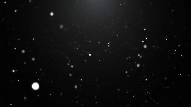 Sparse White Dust Particles Floating on a Black Background