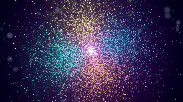 Atomic orbitals electron cloud seamless loop quantum chemistry probability particles atom dumbbell p orbitals and a bright core made of glowing dots turn slowly for physics lessons and science intros