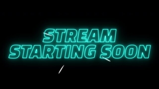 stream starting soon neon with comic speed line and vfx visual effect blue electric thunder lightning animation, opening live stream social media animation on transparent background, 4k video