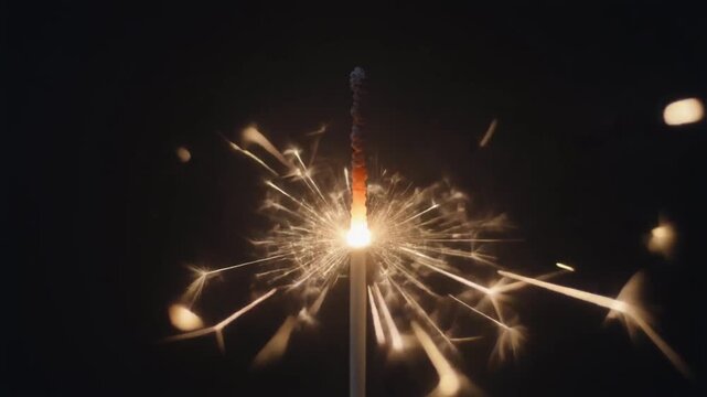 線香花火の火花 花火動画素材 4Kループ 縦長