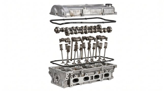 Inline Engine Exploded - Exploded 3D view of an inline 4-cylinder car engine