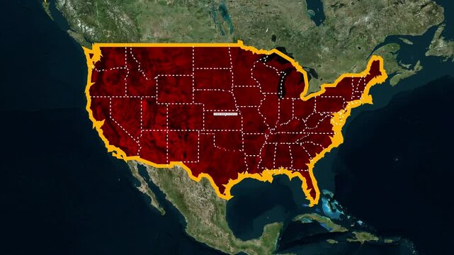 Animated map of united states and alaska with state borders