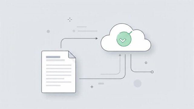 Animated graphic of a digital form submission and cloud upload process