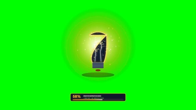 Glowing Lightbulb with Electric Sparks and Particle Effects on Green Screen Background, Creative Innovation Concept for Campaigns