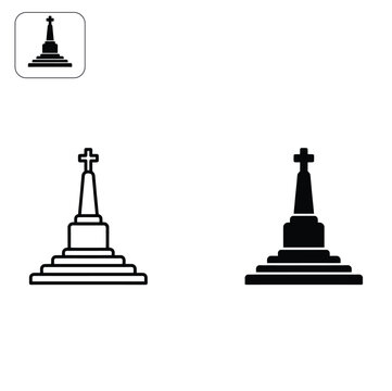 Christian cross monument icon for religious event branding with clean