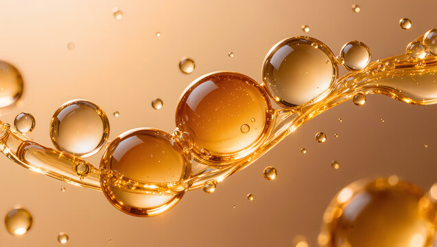 Retinol and vitamin C golden serum bubbles for antioxidant anti-aging skincare