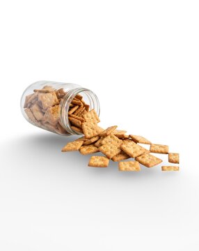 Golden Biscuits and Savory Crackers Food Background Composition