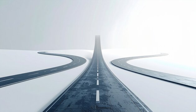 Three Roads Split in Different Directions as Decision Making Concept