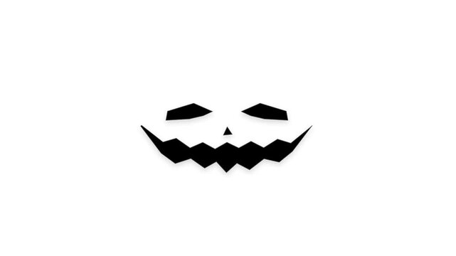Spooky carved pumpkin face silhouette for Halloween holiday celebration isolated on white background for creative projects and decor