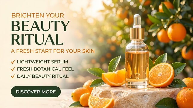Natural Vitamin C Facial Serum with Orange Extract for Radiant Glowing Skin