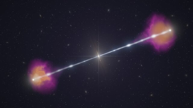 Quasar With Relativistic Jets and Radio Lobes in Deep Space Seamless Loop