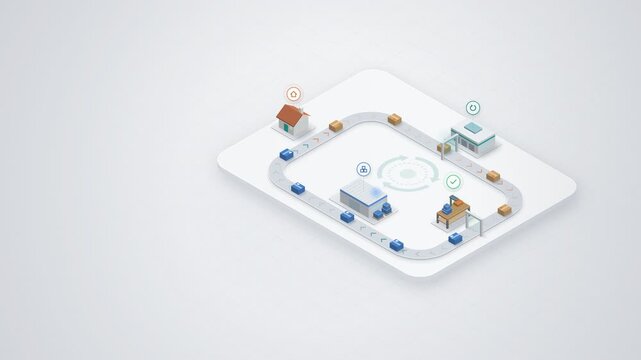 Reverse Logistics Returns Loop Isometric Parcels Conveyor Seamless Loop