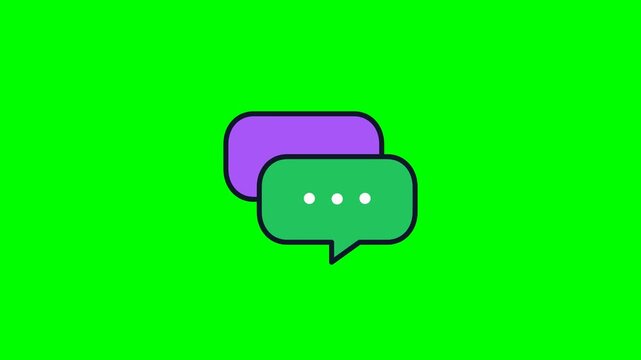 Animated speech bubble icons on green screen background