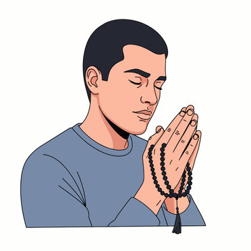 Man Praying with Rosary Beads