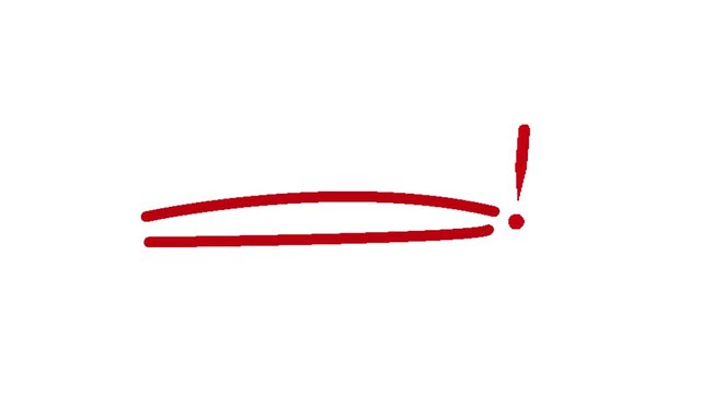 Red Brush Stroke Double Line and Exclamation Mark Animation with Alpha Channel