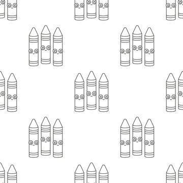 outline cute crayons seamless pattern