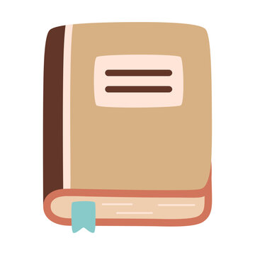 brown notebook with bookmark, flat style