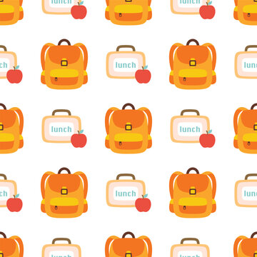 school backpack lunch box pattern apple