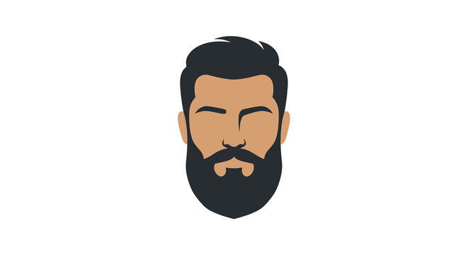 Bearded man s face a flat vector illustration on a white background